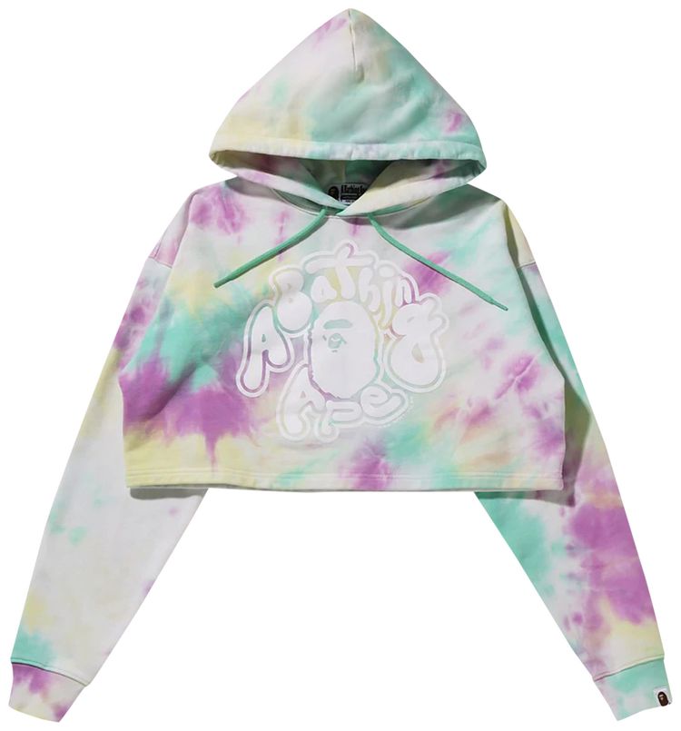 BAPE Tie Dye Cropped Pullover Hoodie Multicolor
