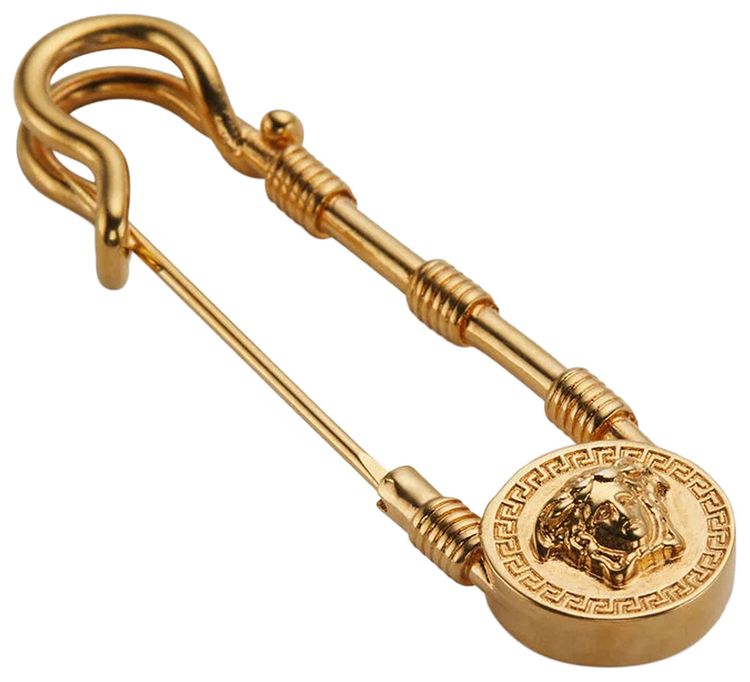 Versace Safety Pin Brooch Gold