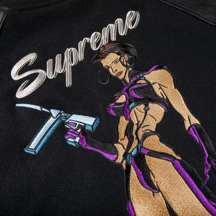 Supreme Aeon Flux Varsity Jacket Black