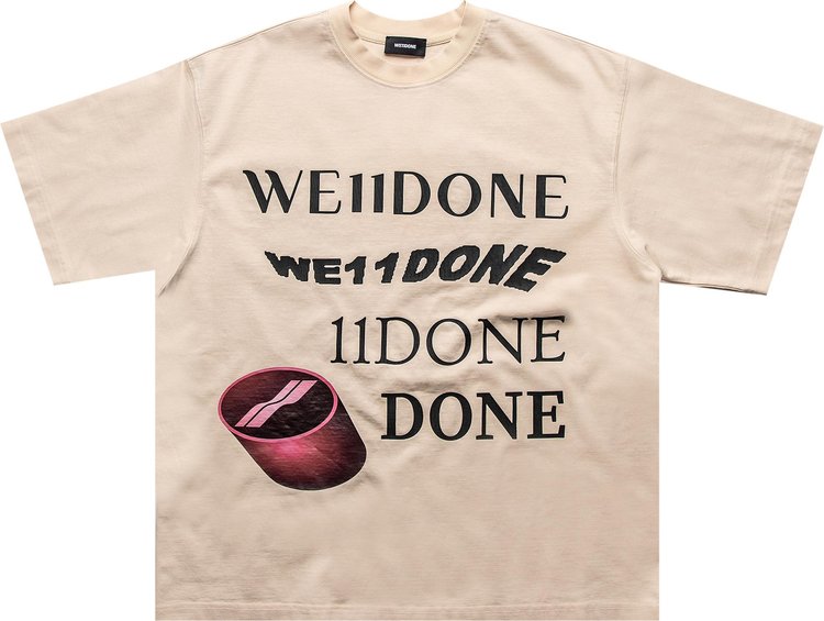 We11done Washed Logo T-Shirt 'Ivory'
