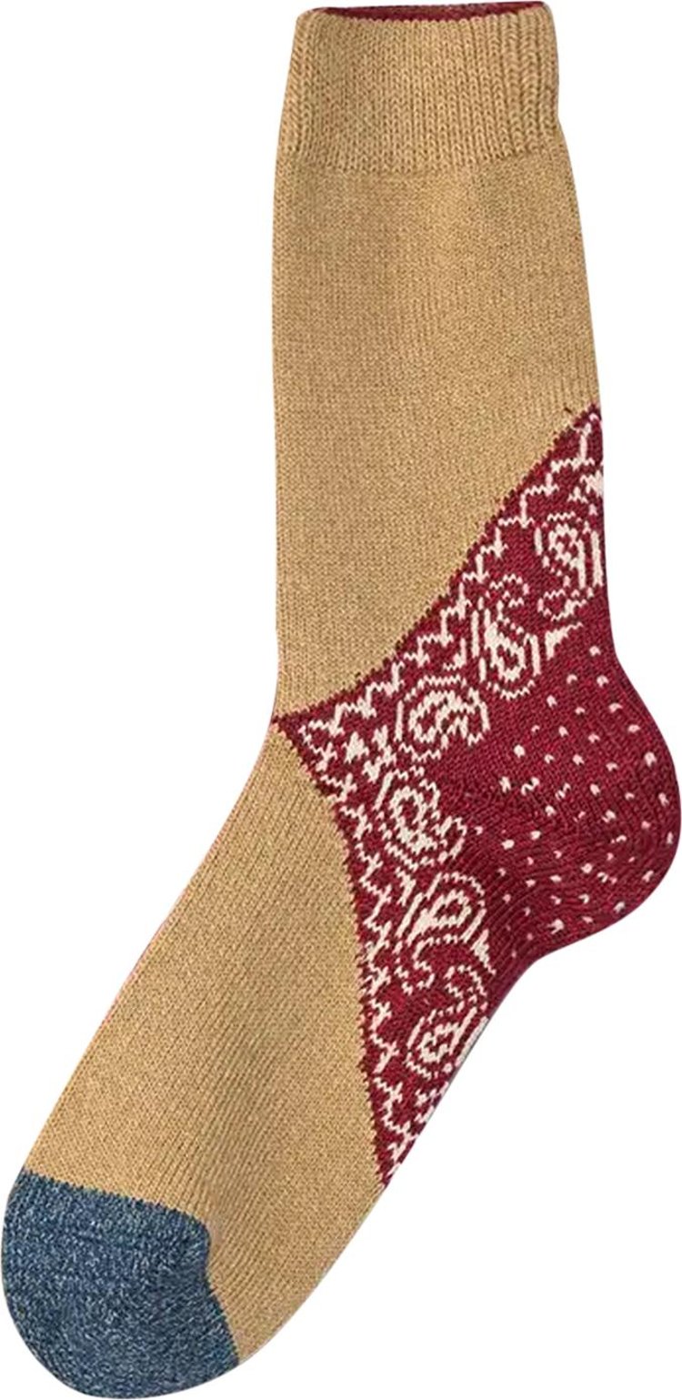 Kapital 96 Yarns Heel Paisley Bandana Socks 'Red'