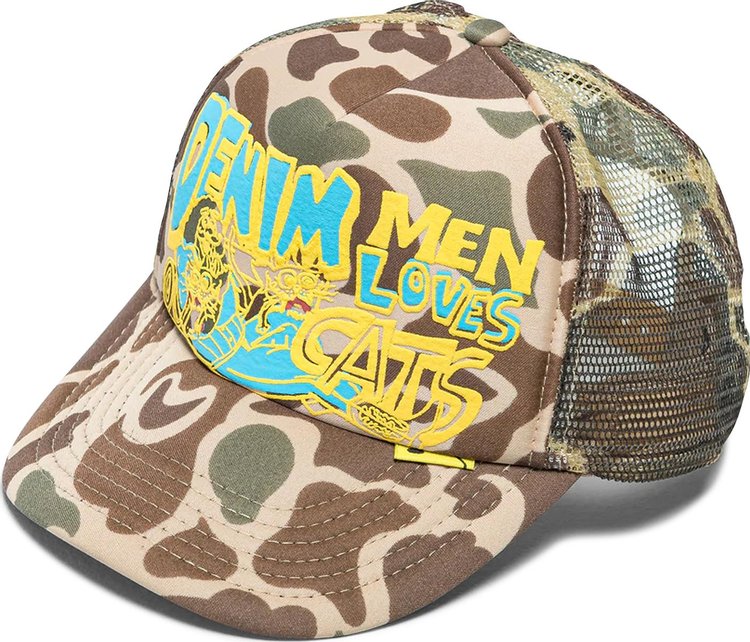 Kapital Denim Men Loves Cats Camo Truck Cap Brown