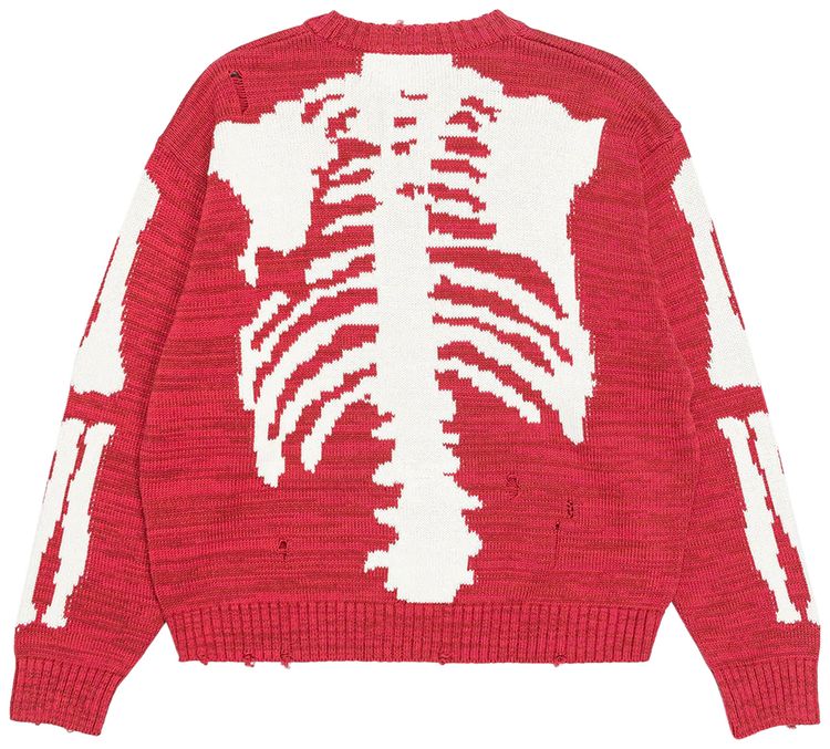 Kapital 5G Cotton Knit Bone Crew Sweater Red