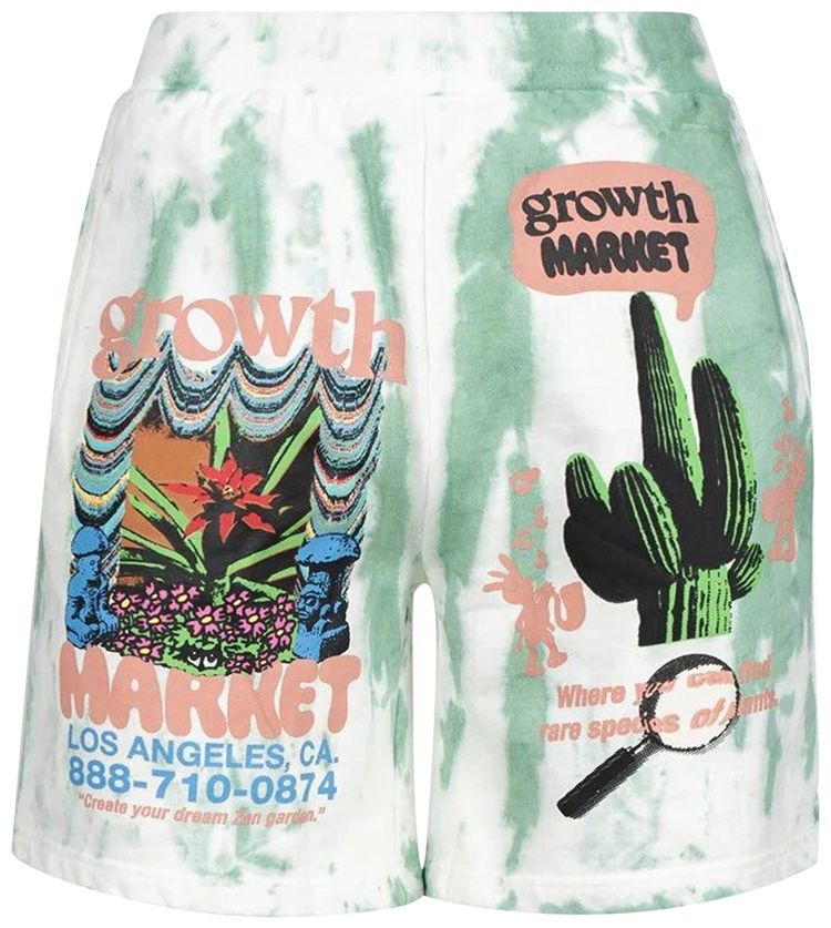Market Growth Tie Dye Sweatshorts Green Stripe Tie Dye