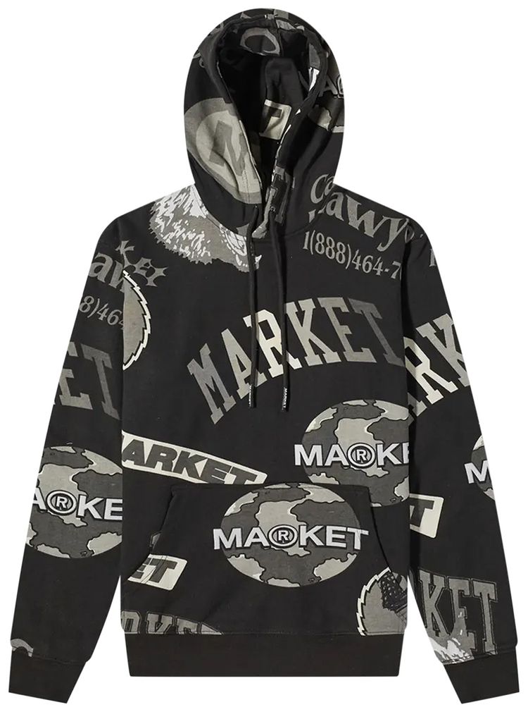 Market Monogram Grayscale Hoodie Black