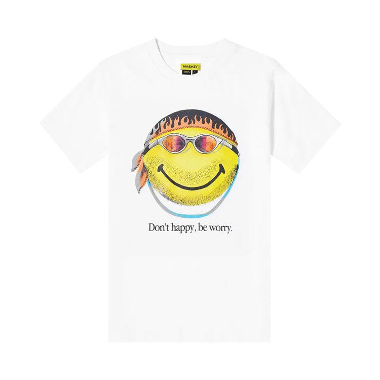 Market Smiley Don’t Happy, Be Worry Tee 'White'