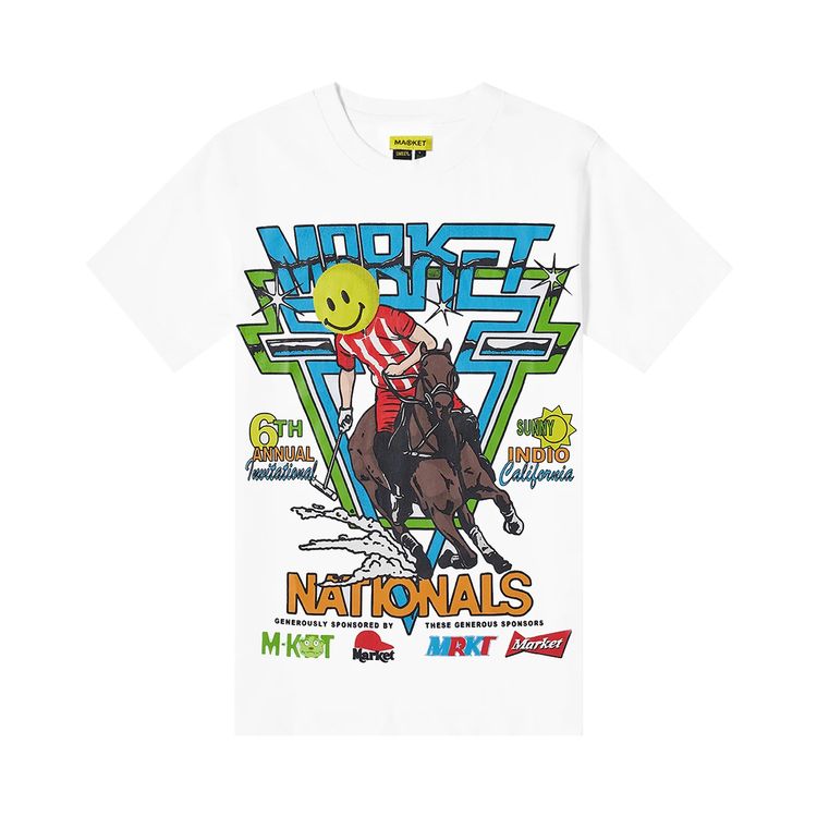 Market Smiley Polo Horserace Tee White