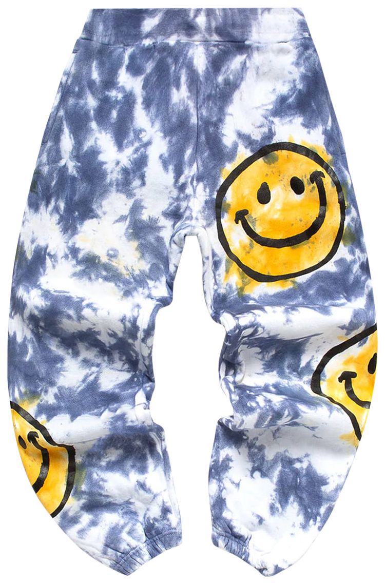 Market Smiley Sun Dye Sweatpants Yellow Blue Tie Dye