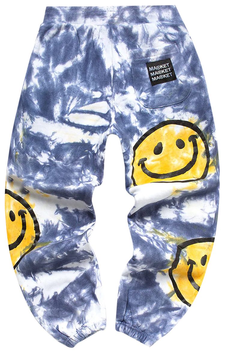 Market Smiley Sun Dye Sweatpants Yellow Blue Tie Dye