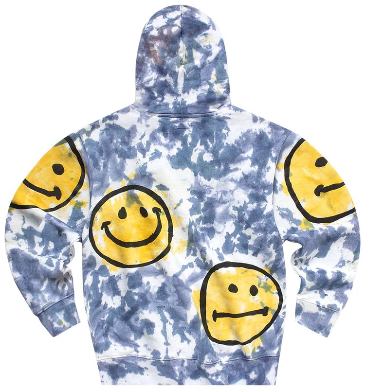 Market Smiley Sun Dye Hoodie Yellow Blue Tie Dye