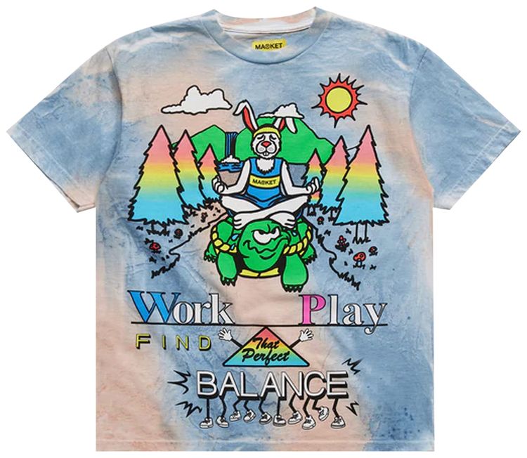 Market Work Life Balance Tie Dye Tee Water Tie Dye