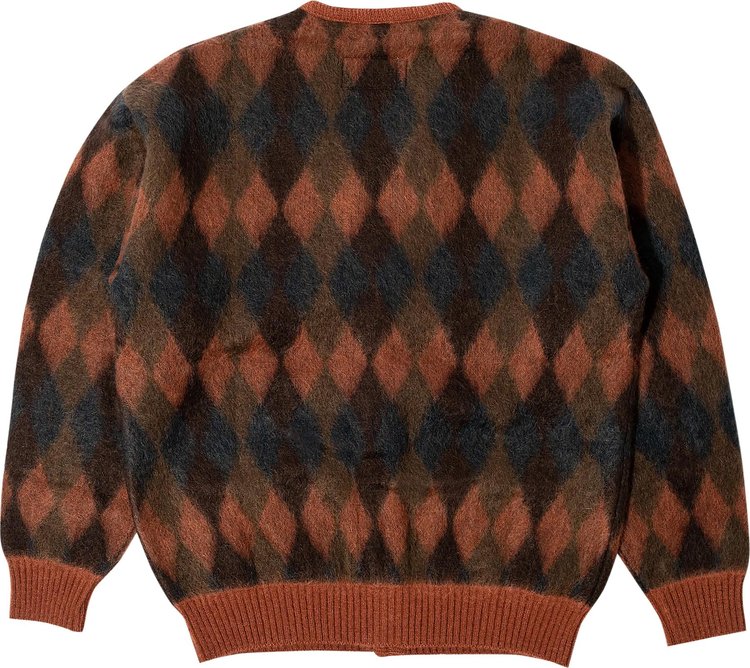 Wacko Maria Diamond Mohair Cardigan Brown