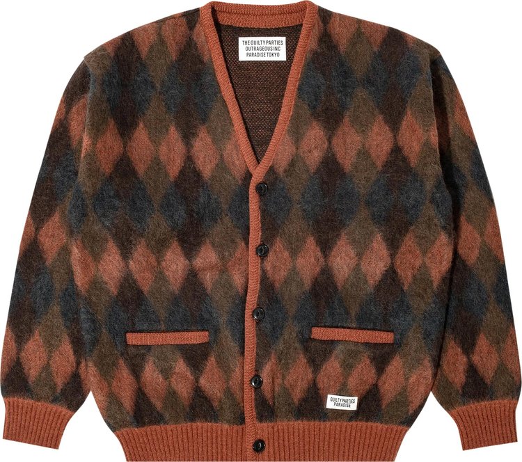 Wacko Maria Diamond Mohair Cardigan Brown