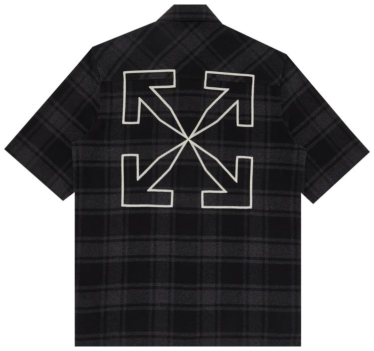 Off White Outline Arr Flan Over Short Sleeve Shirt Grey Black
