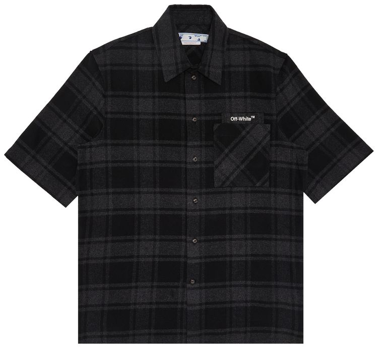 Off White Outline Arr Flan Over Short Sleeve Shirt Grey Black