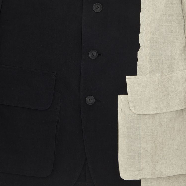 Yohji Yamamoto Pour Homme Peak Left Front Patchwork Jacket Black