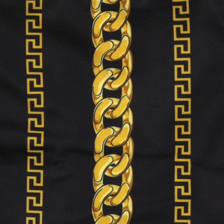 Versace Chain Pinstripe Bikini Bottoms BlackGold