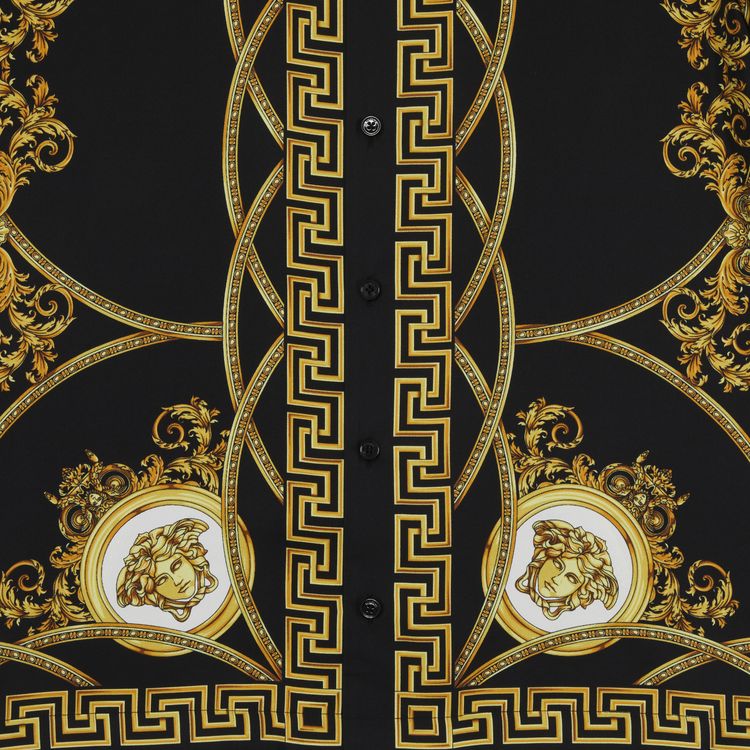 Versace La Coupe Des Dieux Silk Shirt BlackGold