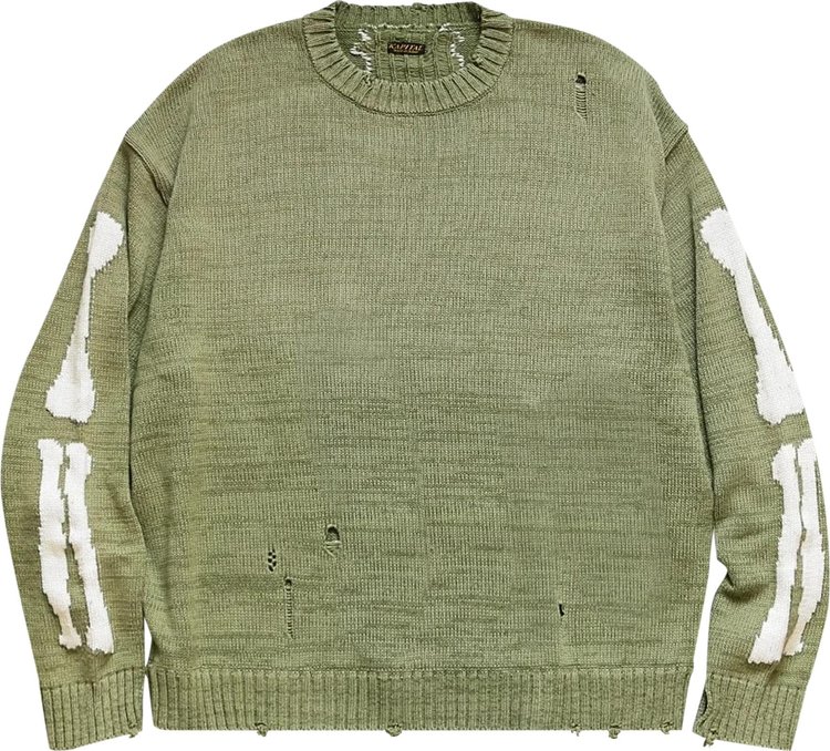 Buy Kapital 5G Cotton Knit Bone Crew Sweater 'Khaki' - EK 1077 KHAK | GOAT