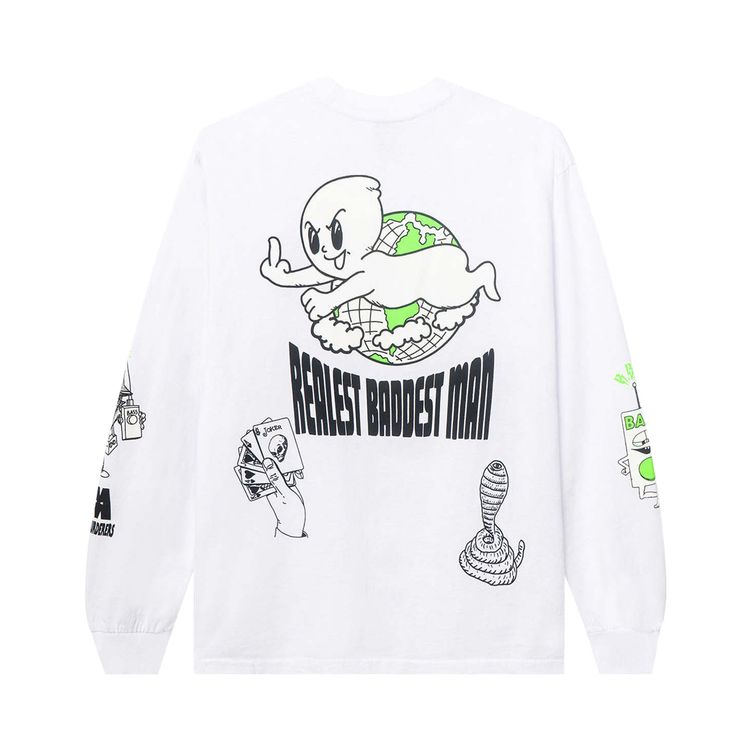 Real Bad Man Turn Up The Bass Detonator Long Sleeve Tee White