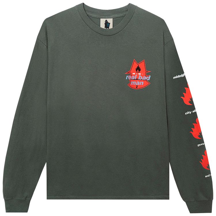 Real Bad Man Flammable Gas Long Sleeve Tee Surplus Green