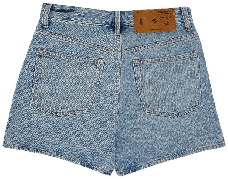 Off White Monogram Straight Shorts Light Blue