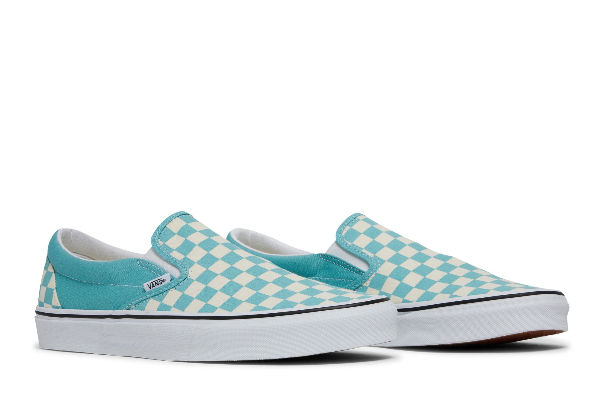 Aqua haze checkerboard vans top