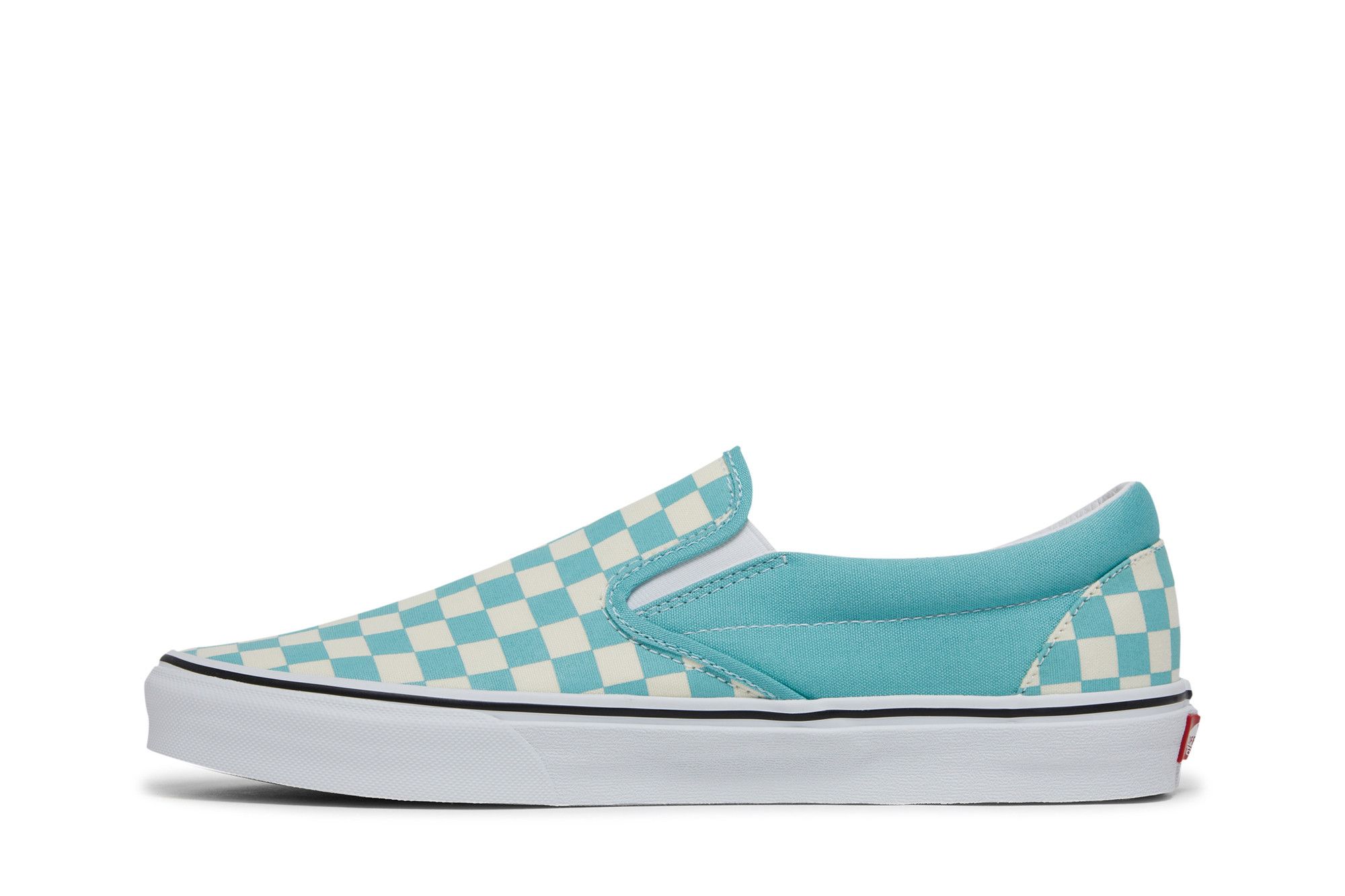 Size 3.5 Classic Slip On Aqua Haze Checkerboard
