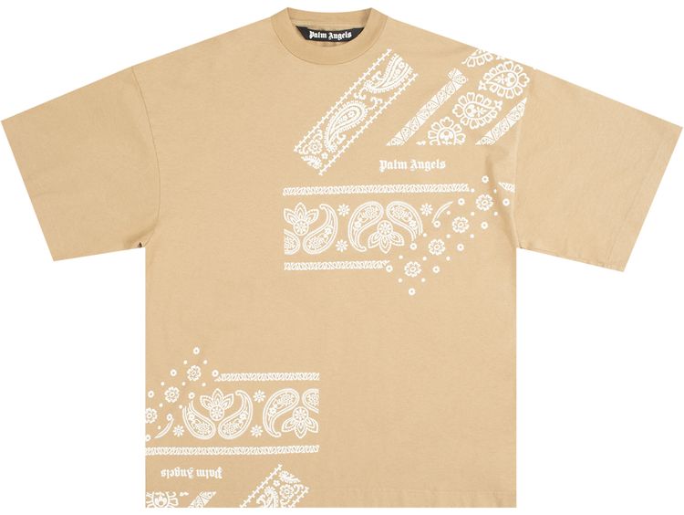 Palm Angels Bandana Print Tee Beige