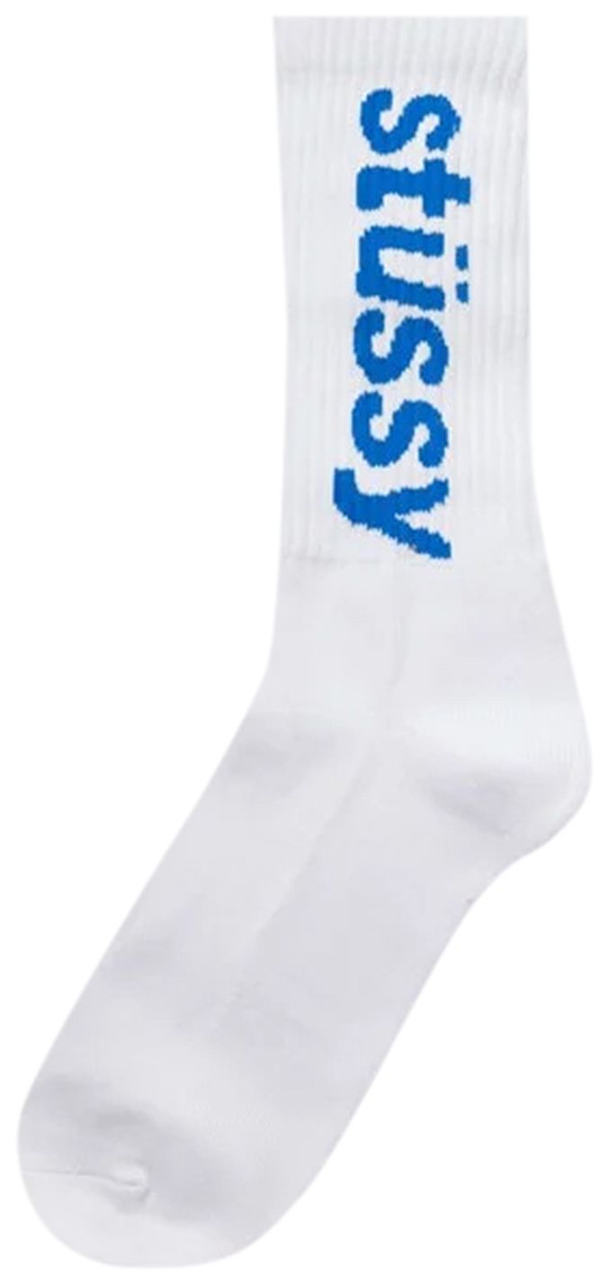 Stussy Helvetica Jacquard Crew Socks Sky Blue