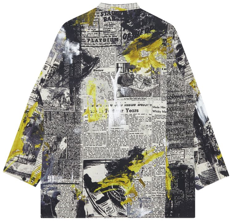 Yohji Yamamoto Pour Homme Newspaper Print Shirt BlackWhite