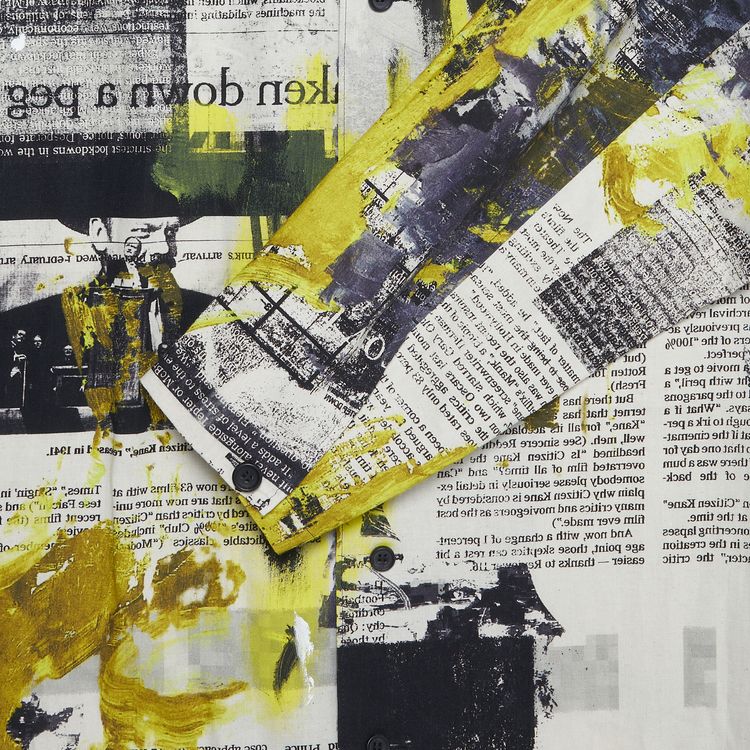 Yohji Yamamoto Pour Homme Newspaper Print Shirt BlackWhite