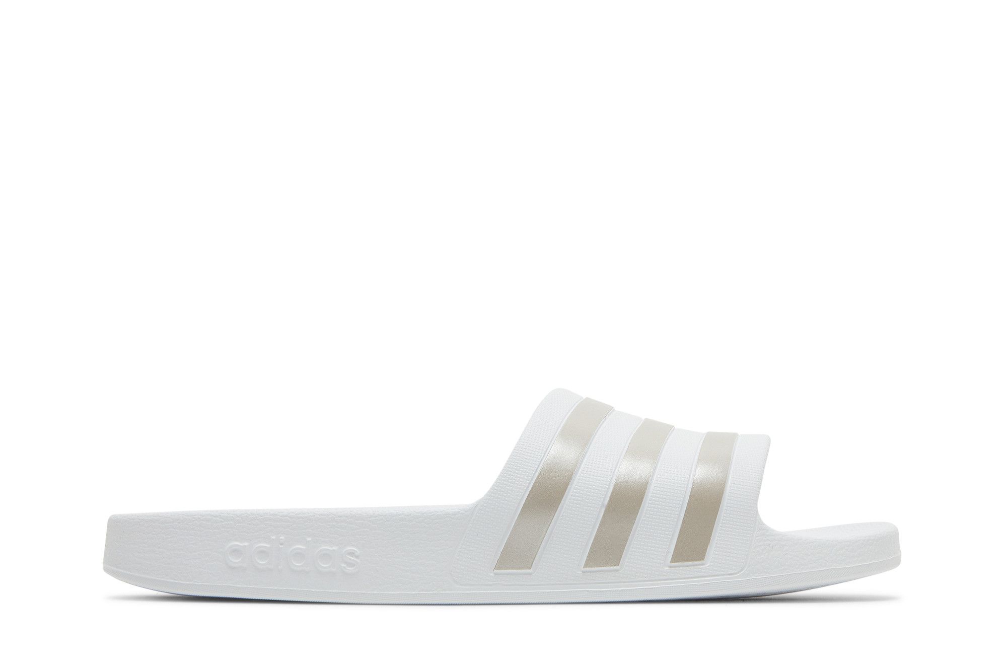 Buy Adilette Aqua Slides White Platinum Metallic EF1730 GOAT