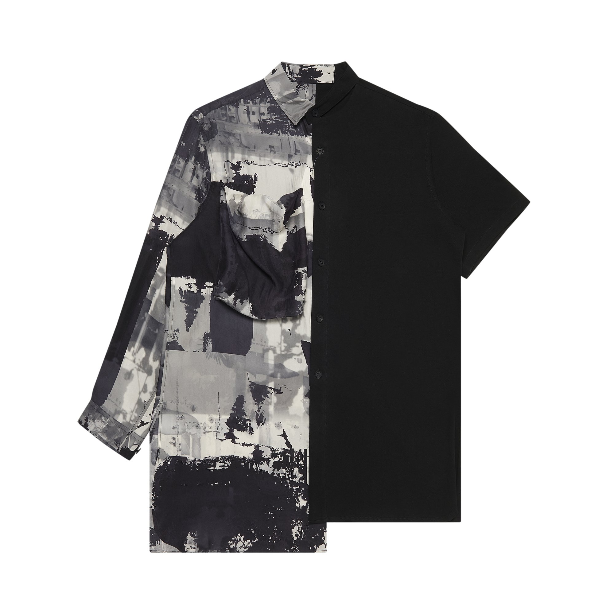 Buy Yohji Yamamoto Printed Asymmetry Shirt 'Black' - FG B06 835 