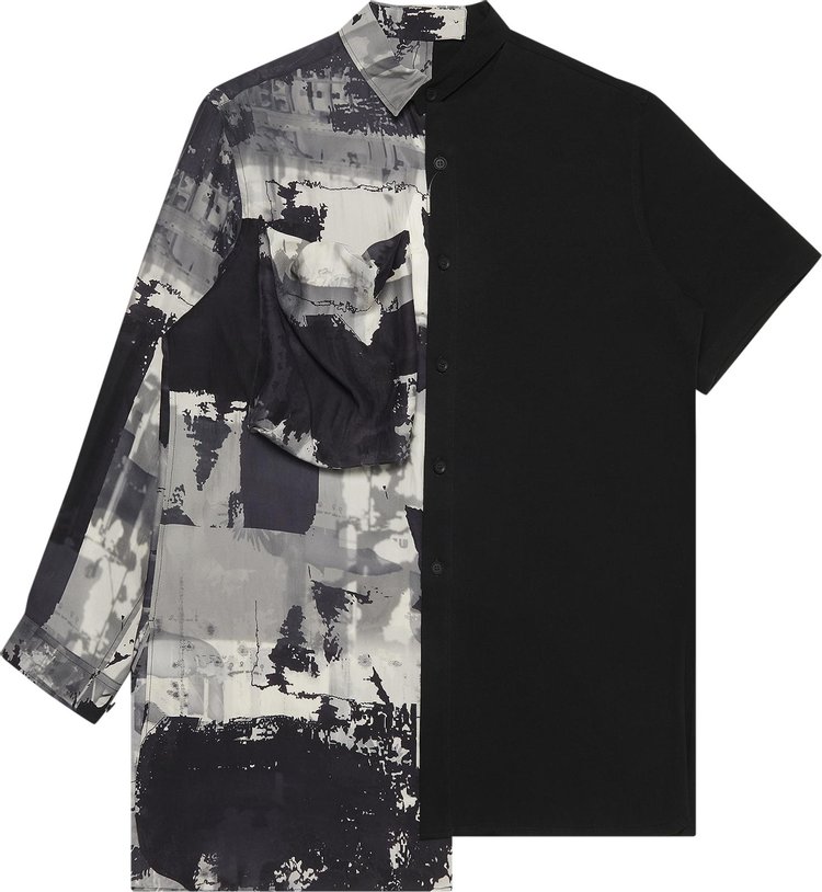 Yohji Yamamoto Printed Asymmetry Shirt 'Black'