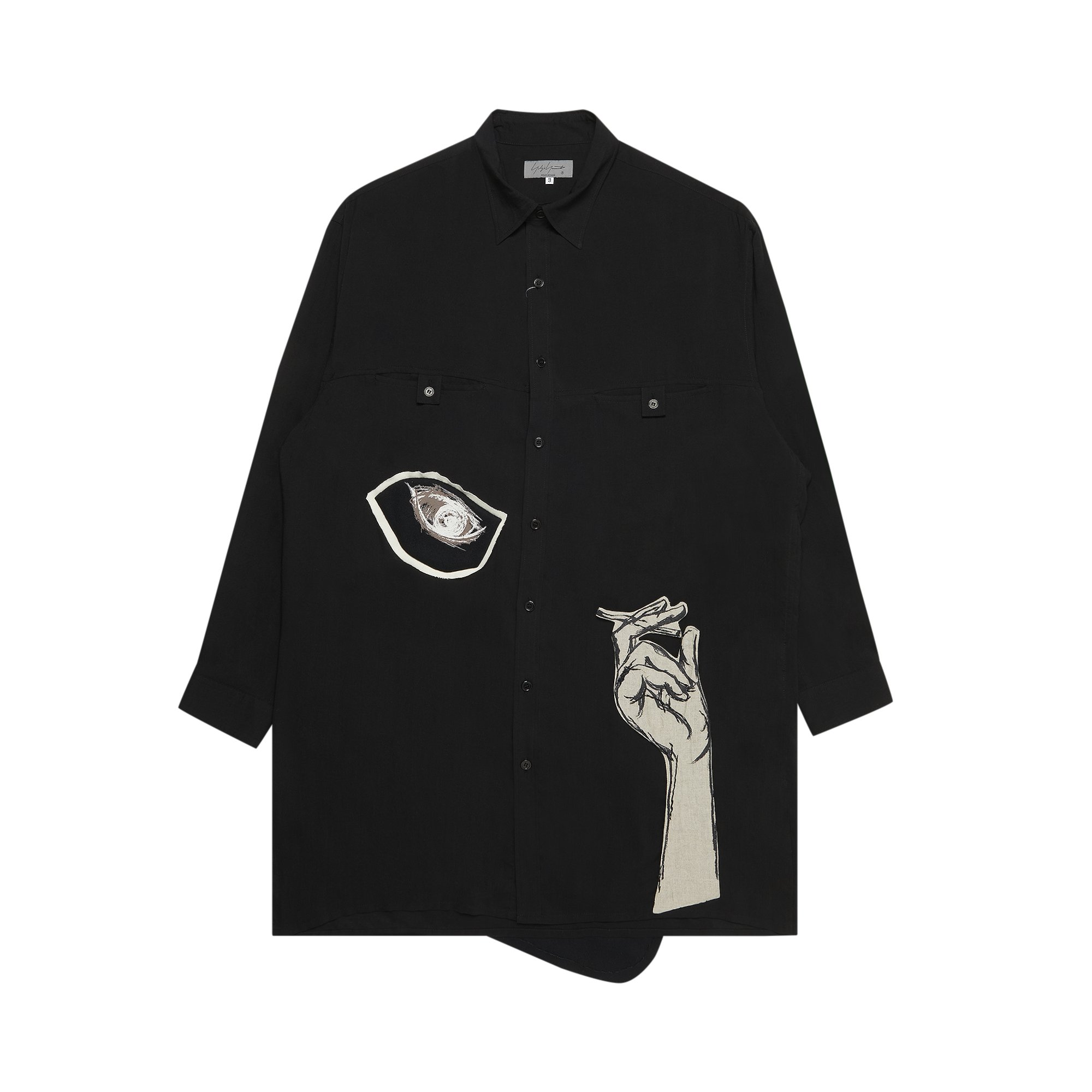 Buy Yohji Yamamoto Pour Homme Patched Long Shirt 'Black' - HG B61