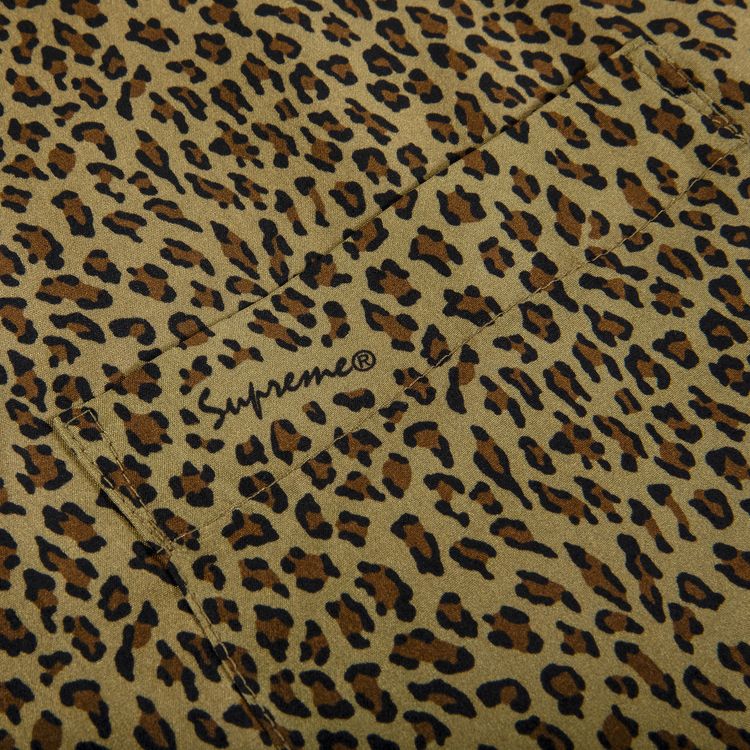 Supreme Leopard Silk Short Sleeve Shirt Tan