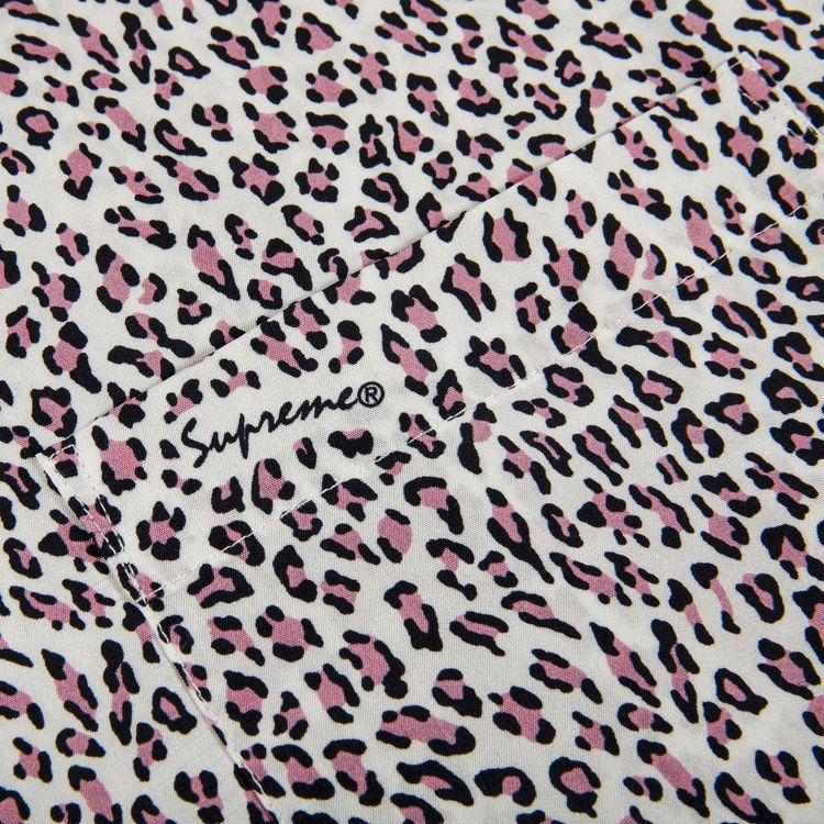 Supreme Leopard Silk Short Sleeve Shirt Pink