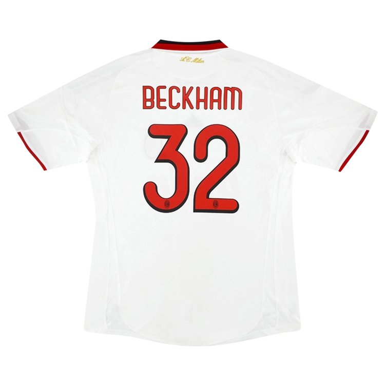 adidas 2009 2010 AC Milan Beckham 32 Player Issue Domestic Away Jersey White