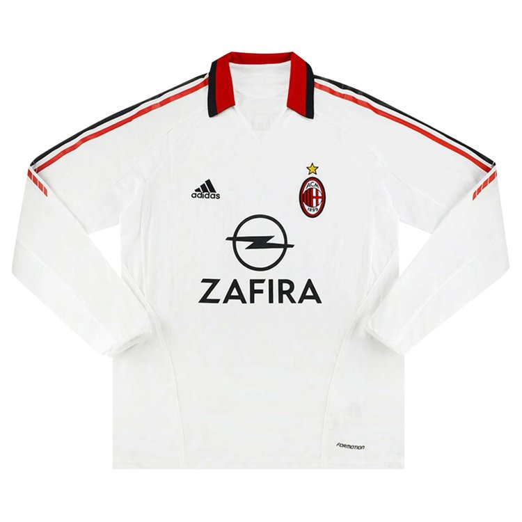Vintage 00s White Adidas AC Milan Long Sleeved Football Shirt - Medium  Polyester– Domno Vintage