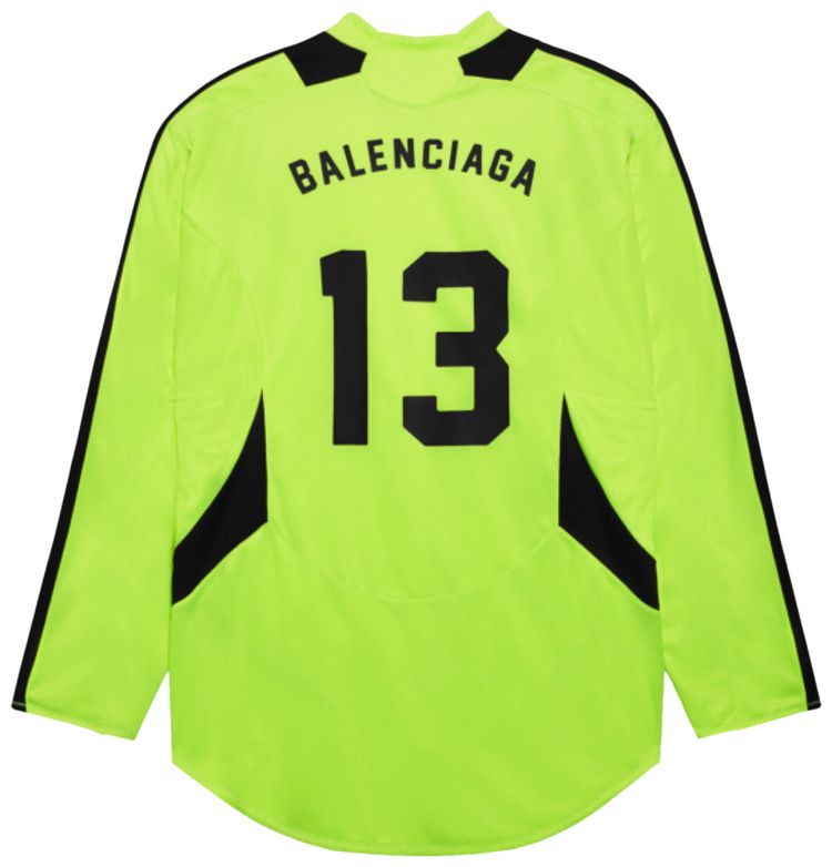 Balenciaga Soccer Long Sleeve T Shirt With Logos Fluo YellowBlack