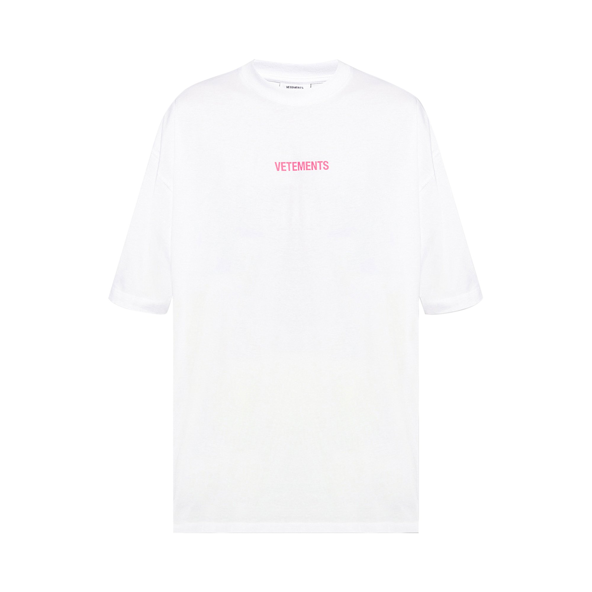 Buy Vetements Logo Label T-Shirt 'White/Hot Pink' - UE52TR120W 