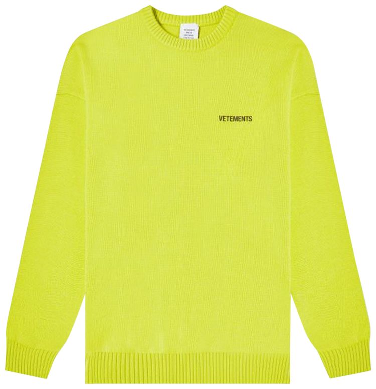 Vetements Iconic Logo Knitted Jumper Neon Yellow