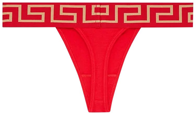 Versace Classic Greca Border Thong Red