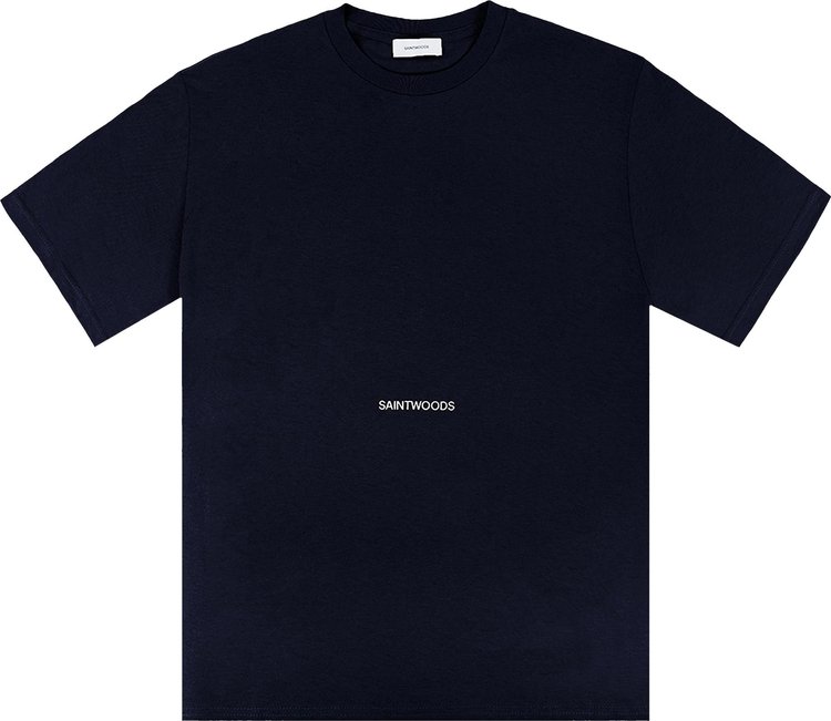 Buy Saintwoods Logo T-Shirt 'Washed Navy' - SW01428 WASH | GOAT