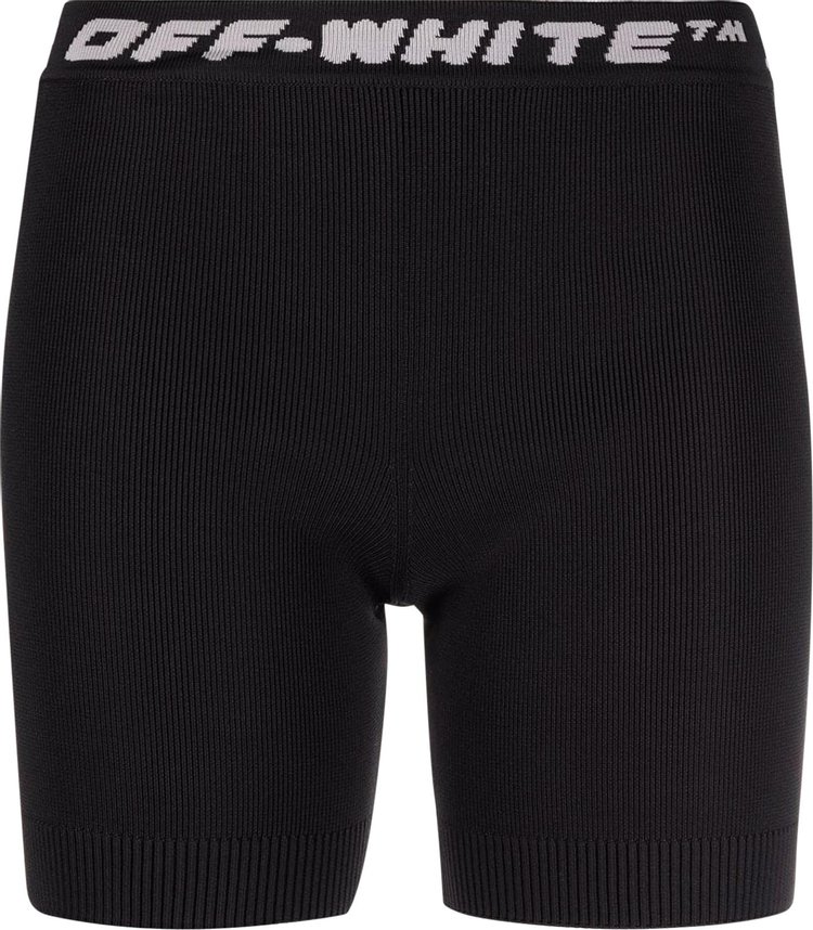 Off White Logo Band Shorts BlackGrey