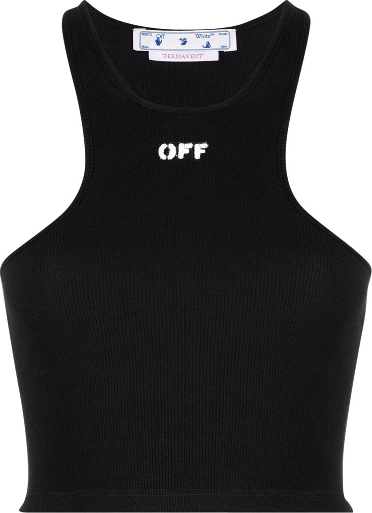 Off-White Off Stamp Ribbed Rowing Top 'Black/White'