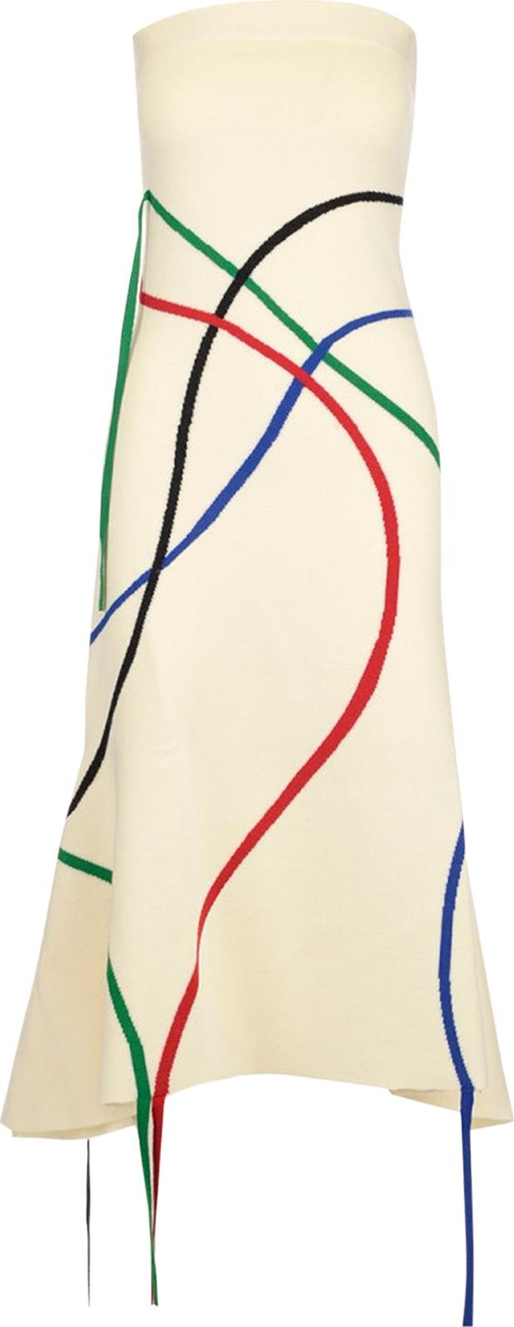 Loewe Graphic Jacquard Bustier Dress 'White/Multicolor'