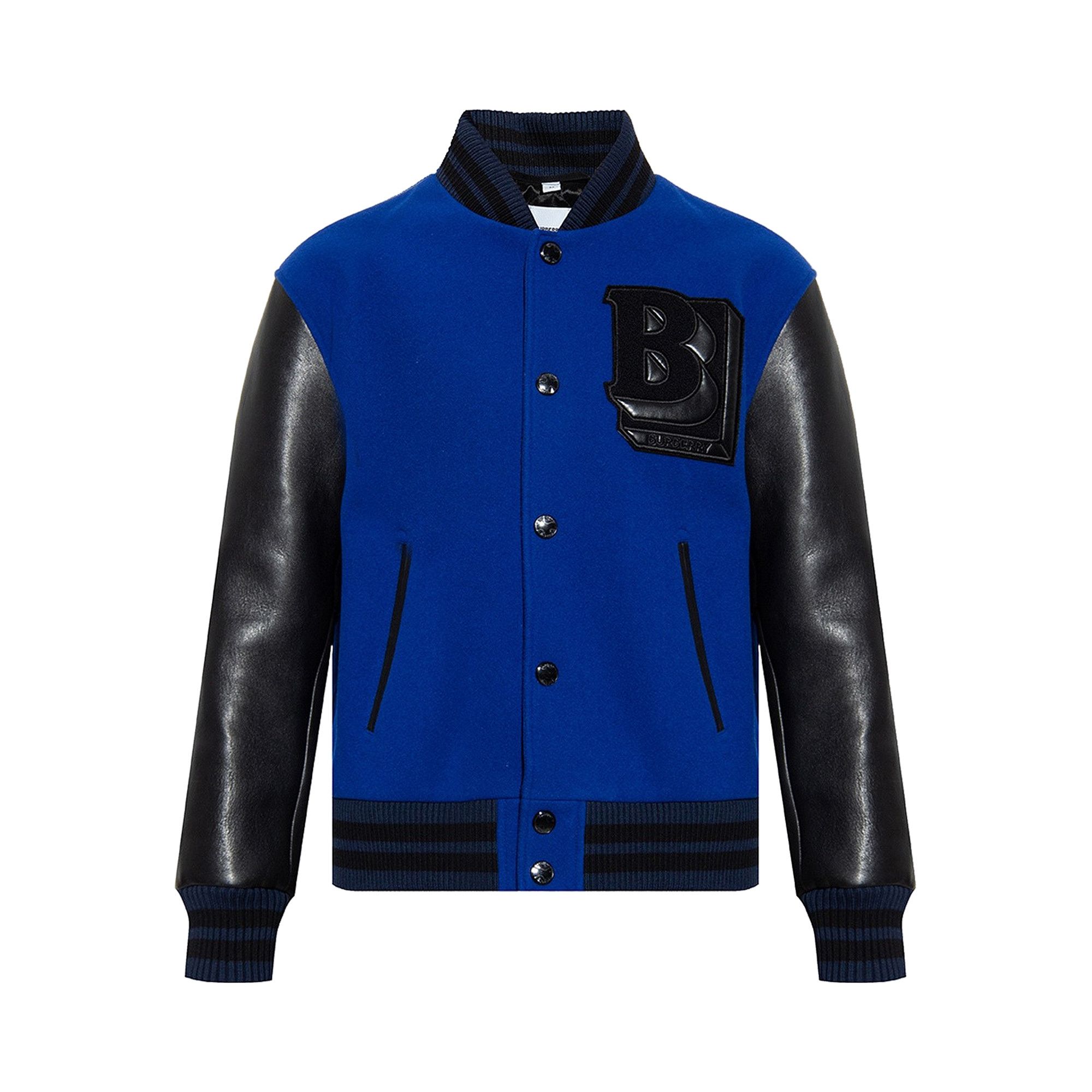 Buy Burberry Leather Sleeve Technical Varsity Jacket Oceanic Blue 8048972 GOAT
