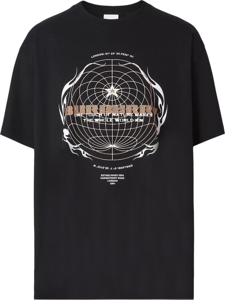 Buy Burberry Globe Graphic Print Oversized T-Shirt 'Black' - 8048289 | GOAT